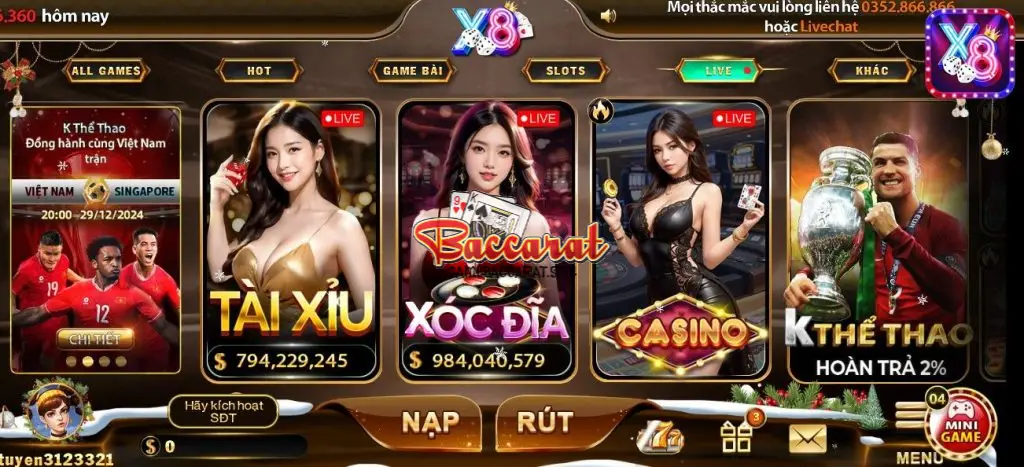 Đánh giá chơi Baccarat nhà cái X8 - Trải nghiệm lý tưởng 3 Những ưu điểm của Baccarat tại nhà cái X8