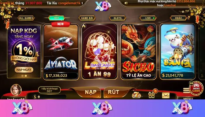 Top 9 Sân Chơi Baccarat Trực Tuyến Đáng Tin Cậy Nhất Năm 2025 8 8. X8 - Sân Chơi Baccarat Chuyên Nghiệp Đến Từ Châu Á