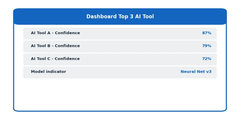 Tool AI Baccarat: Có thật sự dùng AI không - review kỹ thuật 2026 3 Dashboard confidence score của Top 3 AI tool