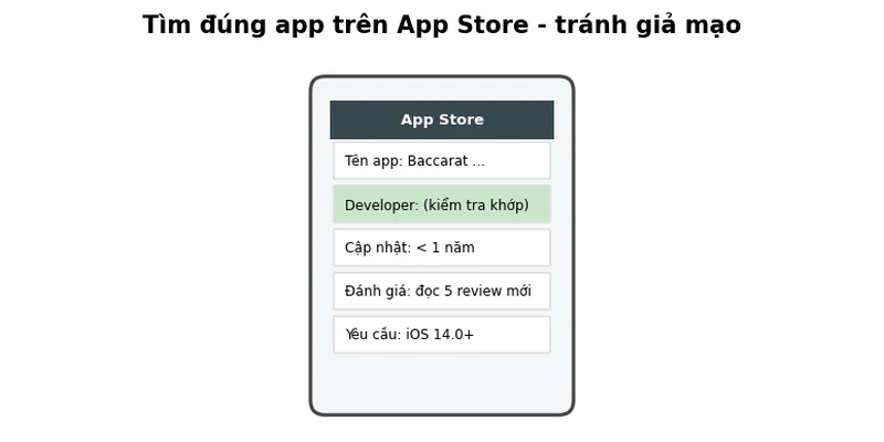 Tìm đúng app Baccarat trên App Store, tránh app giả mạo